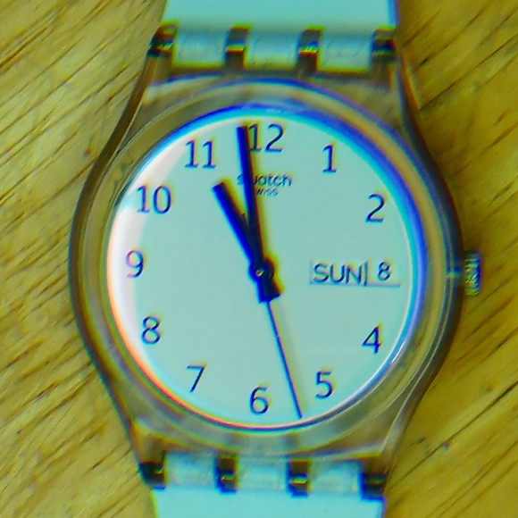 Swatch ULTRACIEL classic early watch, Iridescent blue dial, band